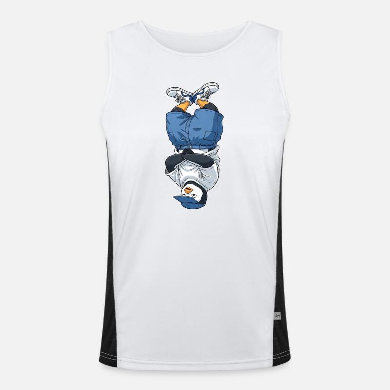 Cool Penguin Dancing Hip Hop Breakdance Headstand Men's Functional Contrast Tank Top 