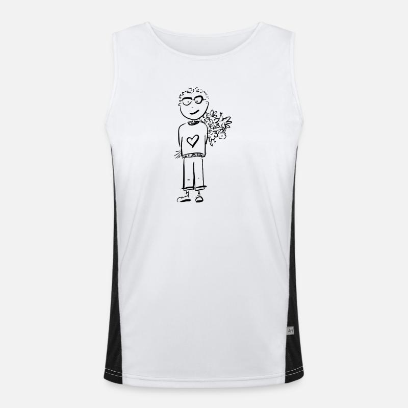 Junge mit Blumen / Comic Funktionelles Kontrast-Tank Top für Männer 