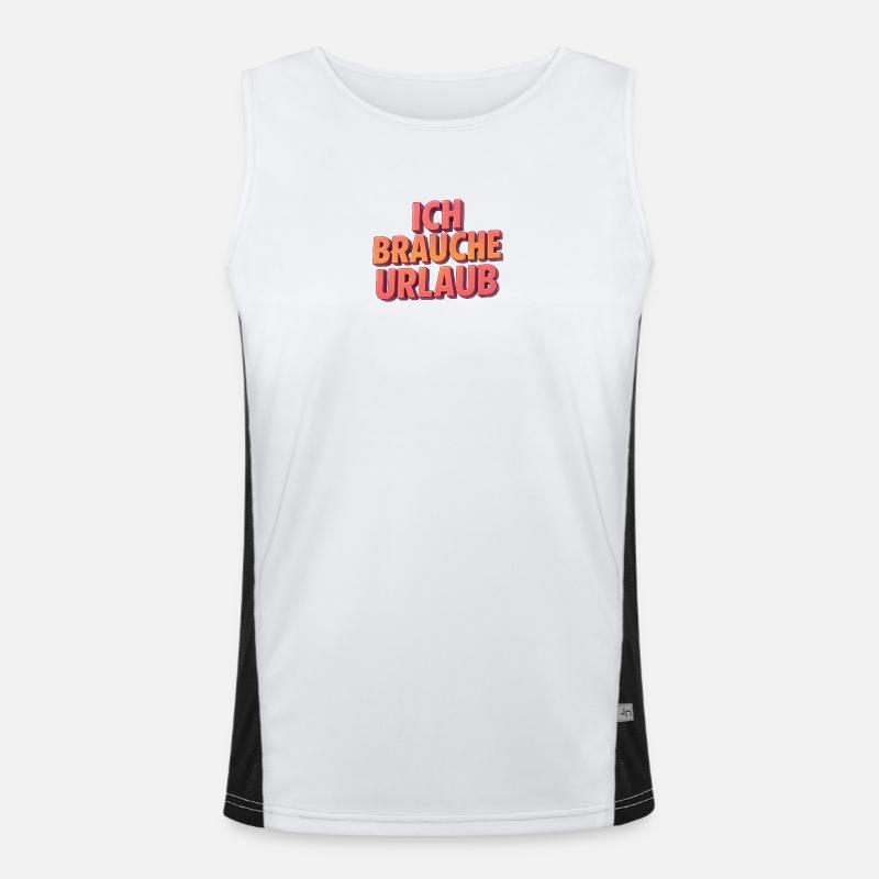 Ich brauche Urlaub 3D Schrift Funktionelles Kontrast-Tank Top für Männer