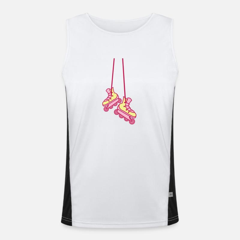 hanging rollerblades in pinks cute RETRO Men's Functional Contrast Tank Top 