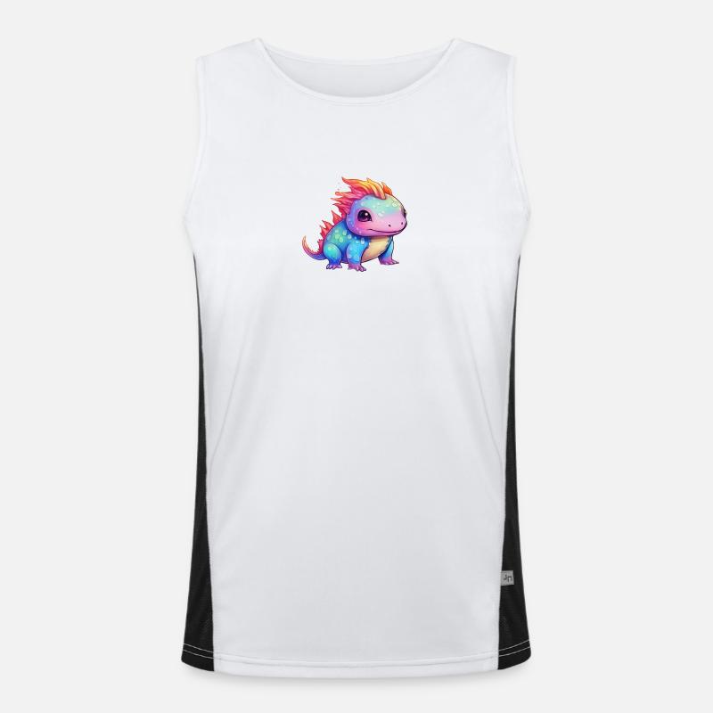 Regenbogen-Zauber - Der niedliche Axolotl Funktionelles Kontrast-Tank Top für Männer 