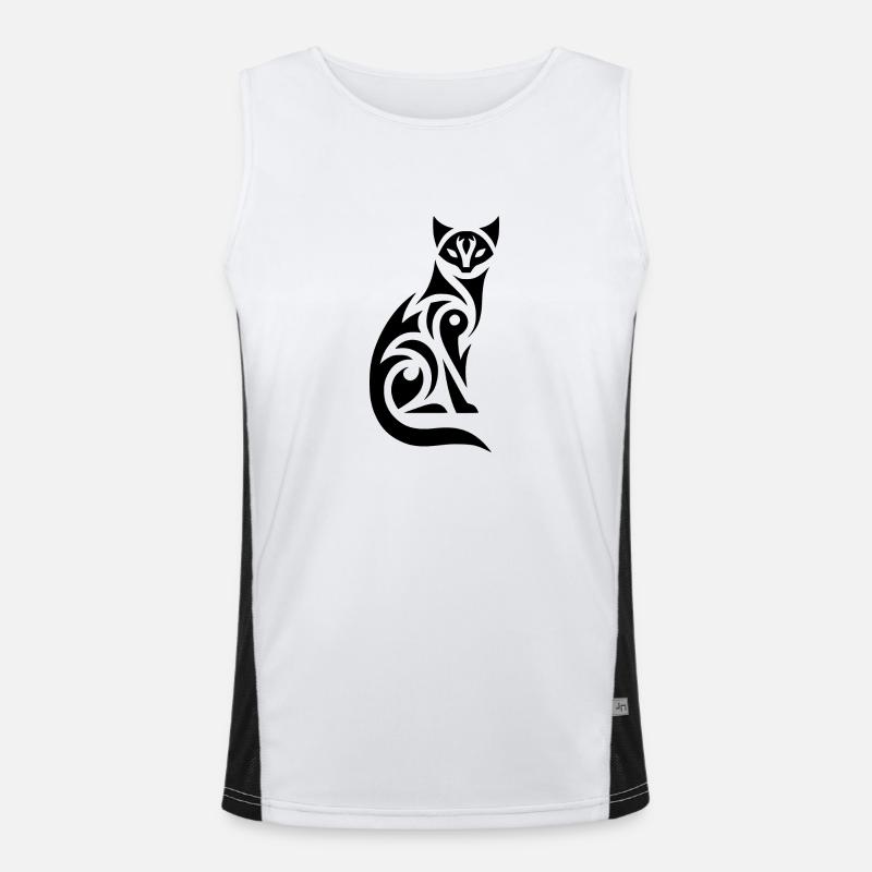 Cats illustration with tribal patterns Men's Functional Contrast Tank Top 