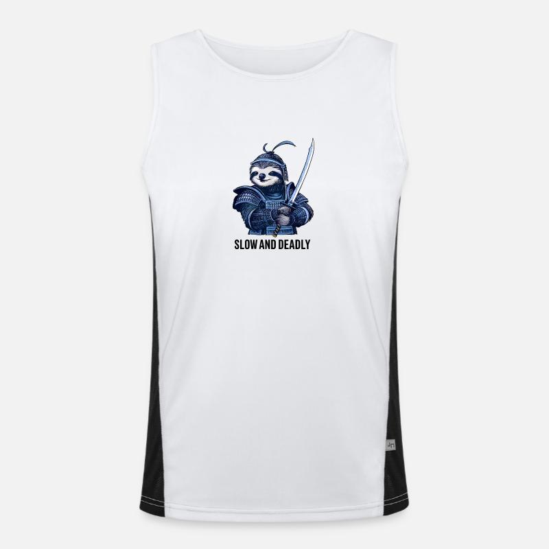 Samurai Sloth - Men's Functional Contrast Tank Top  - white/black