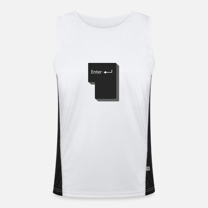 Enter button computer gift idea - Men's Functional Contrast Tank Top  - white/black