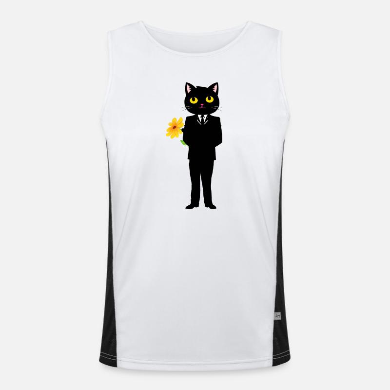 Chat élégant en costume avec une fleur Débardeur respirant contrasté Homme 