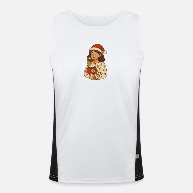 Winter Cuddle Cat Heart Men's Functional Contrast Tank Top 