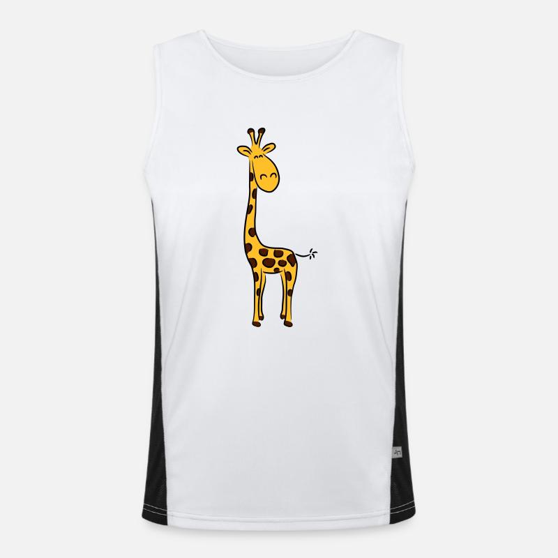 Funny Cool Happy Giraffe Africa Animal Comic Men's Functional Contrast Tank Top 