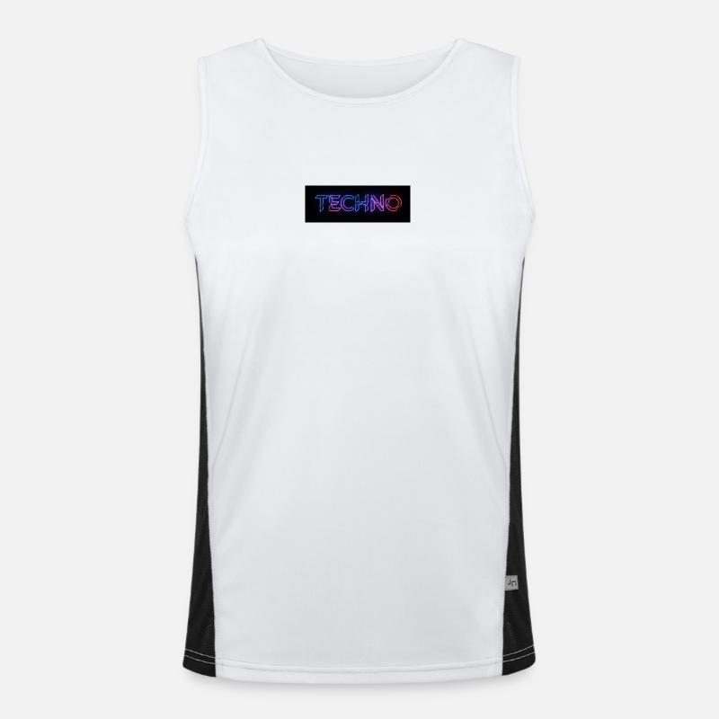 Techno Neon Glitch Text Funktionelles Kontrast-Tank Top für Männer 