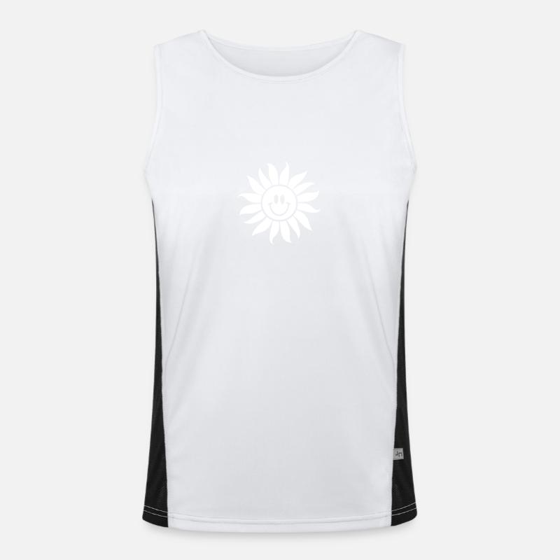 sun flower / Fleur soleil - Men's Functional Contrast Tank Top  - white/black