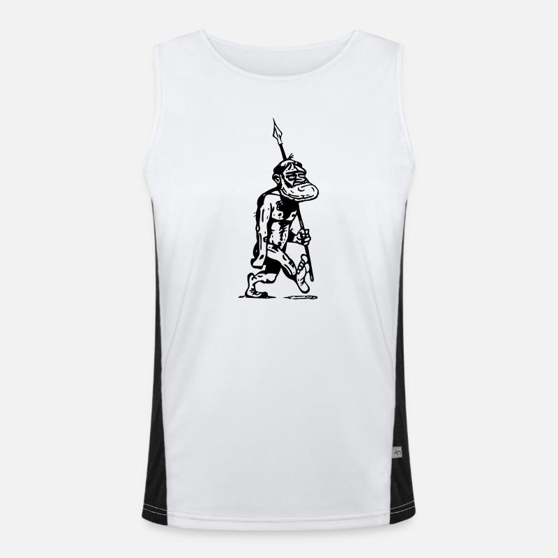 cave man Ancestor Great ape Evolution - Men's Functional Contrast Tank Top  - white/black