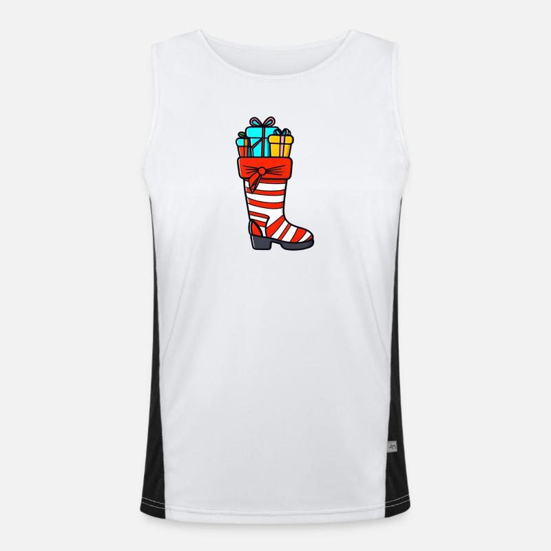 Bunter Weihnachtsstrumpf mit Geschenken Funktionelles Kontrast-Tank Top für Männer 