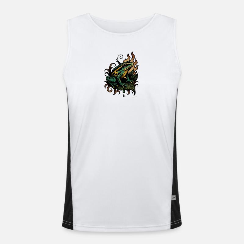 Flame Frog on Leaf Men's Functional Contrast Tank Top 