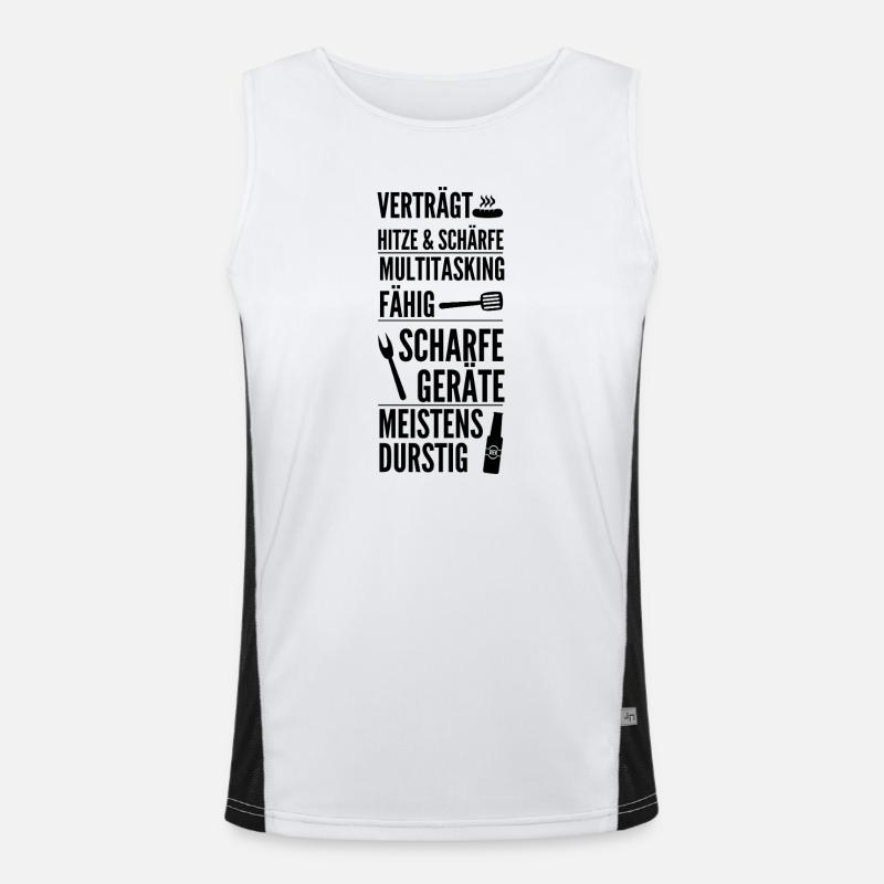 Koch Saying: Withstands Heat & Sharpness Design Men's Functional Contrast Tank Top 