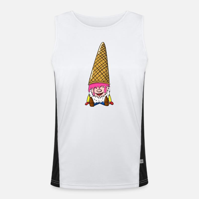Nain avec un cornet de glace - Gnome avec une glace Débardeur respirant contrasté Homme 