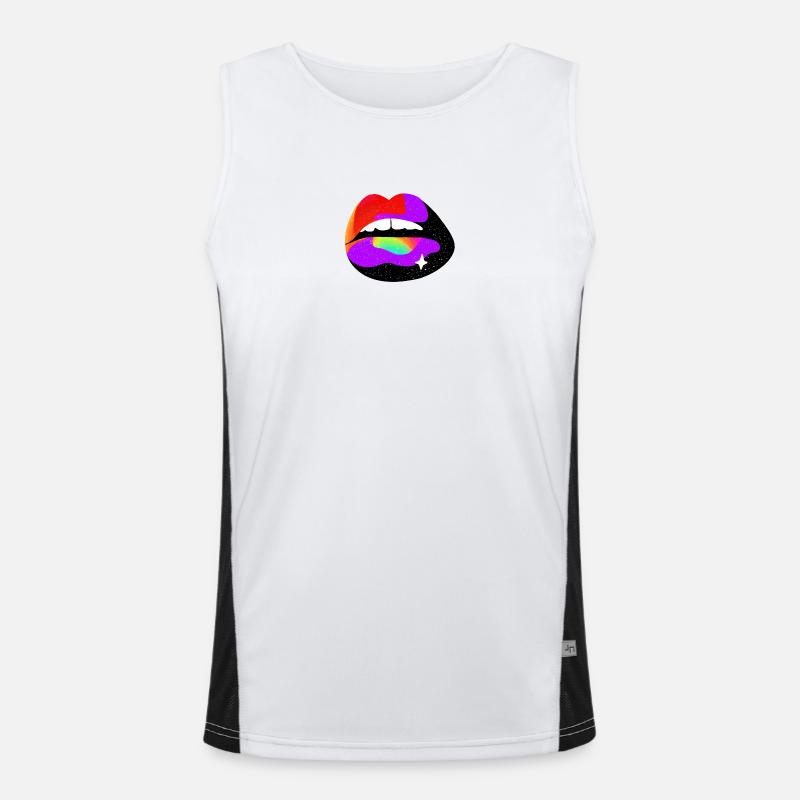 Kosmische Regenbogenlippen Funktionelles Kontrast-Tank Top für Männer 