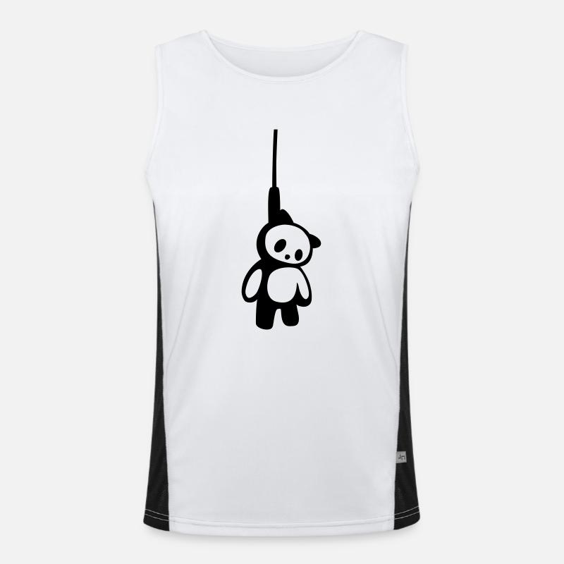 Hanged dead Panda Bear - Men's Functional Contrast Tank Top  - white/black