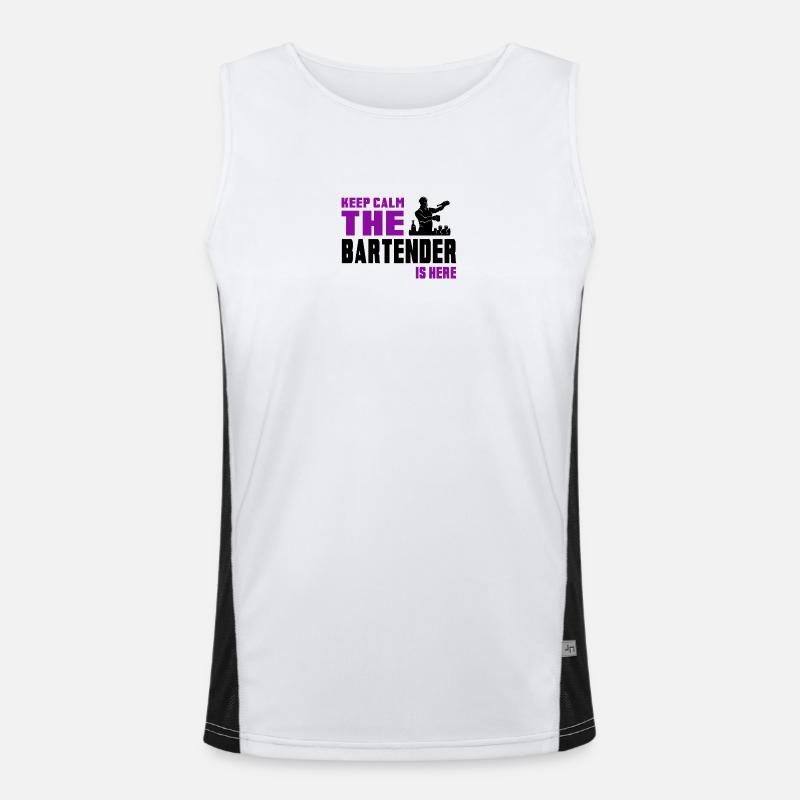 Keep Calm Barkeeper Design Funktionelles Kontrast-Tank Top für Männer 