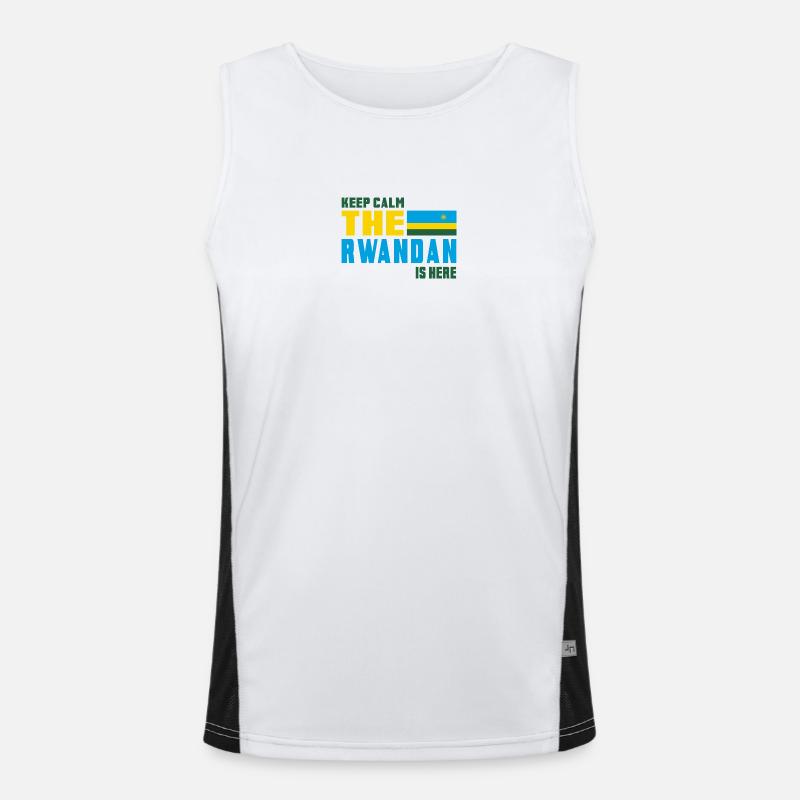 Keep calm Rwanda flag design - Men's Functional Contrast Tank Top  - white/black