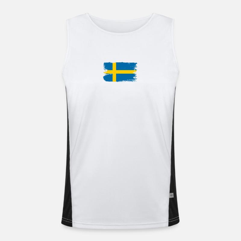 Tee à brosse drapeau de la Suède Débardeur respirant contrasté Homme 