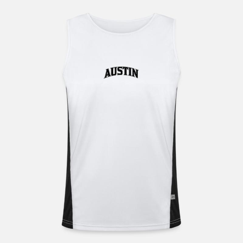 AUSTIN Arc Lettering Print Men's Functional Contrast Tank Top 