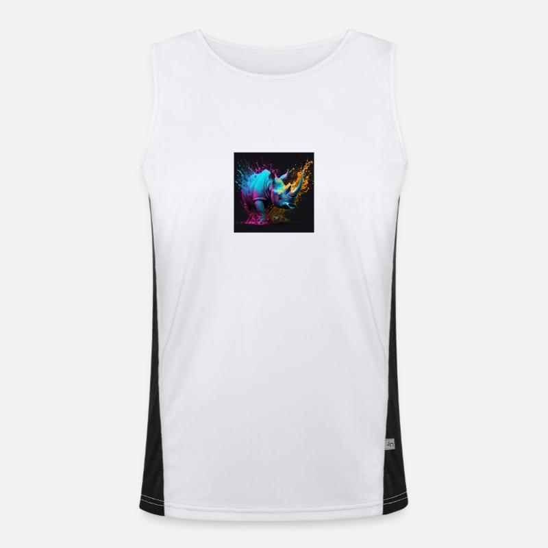 Farbiges Nashorn, einzigartiges Design Funktionelles Kontrast-Tank Top für Männer 
