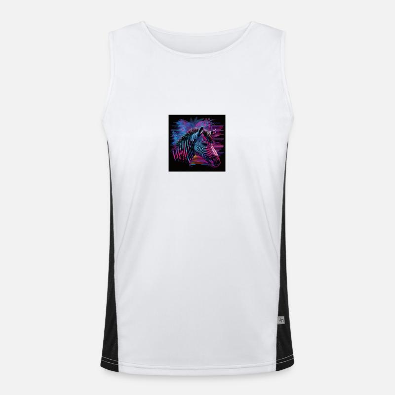 Zebra with neon colors, synthwave / 80s Men's Functional Contrast Tank Top 