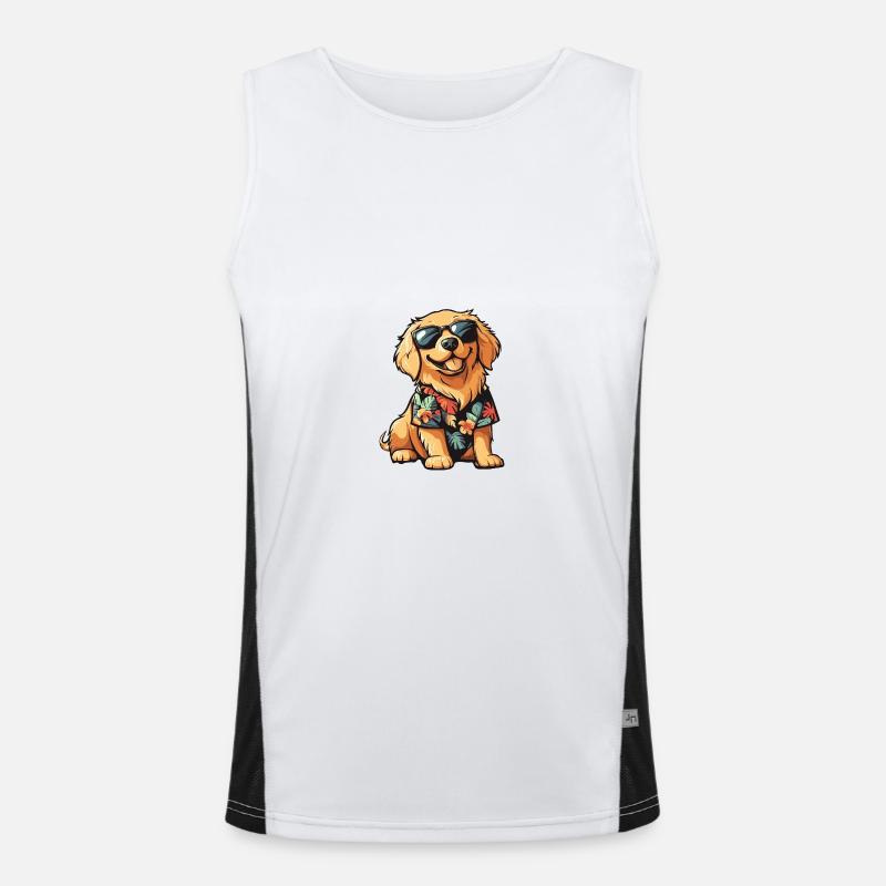 Golden Retriever Hund Comic Urlaub Funktionelles Kontrast-Tank Top für Männer 