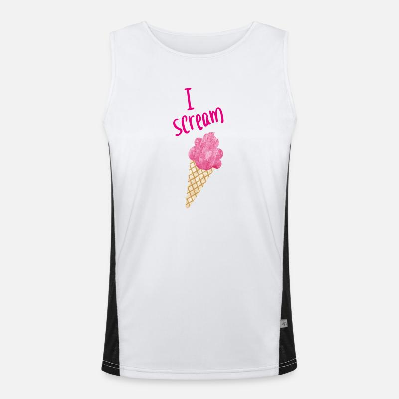I scream Icecream Eiscreme Eis Fan coole Sprüche Funktionelles Kontrast-Tank Top für Männer 