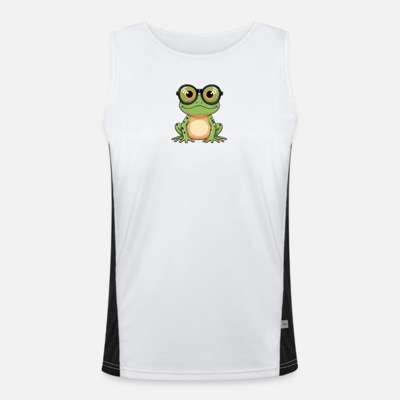 Frosch mit Brille Funktionelles Kontrast-Tank Top für Männer 