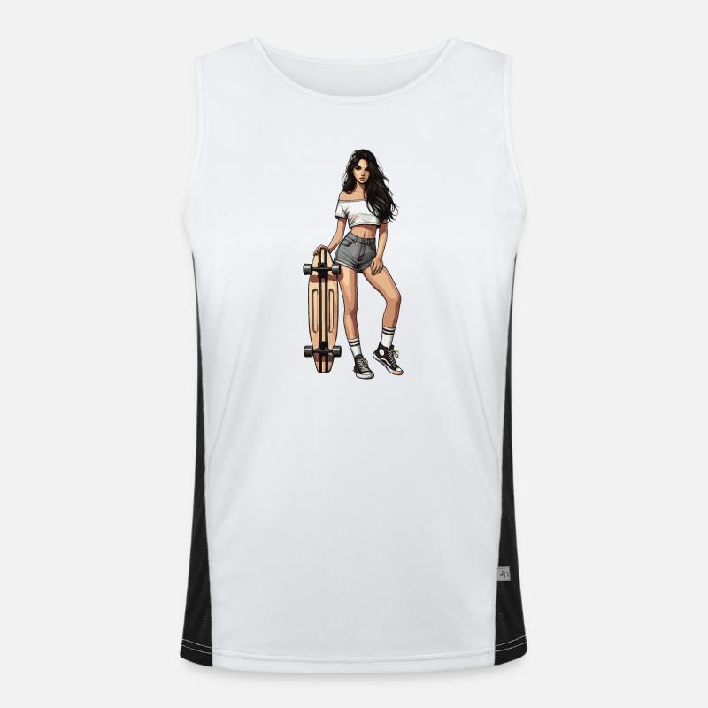 Longboard - Men's Functional Contrast Tank Top - white/black