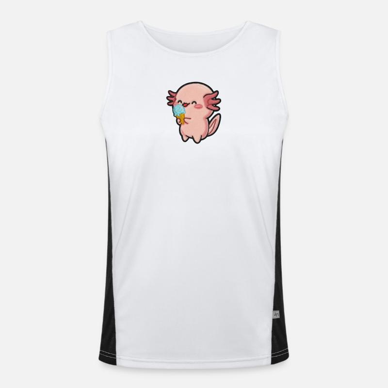 Kleiner Axolotl Eiscreme Spaß Funktionelles Kontrast-Tank Top für Männer 