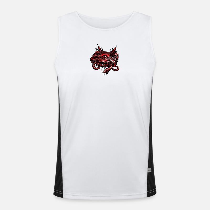 Roter Dämonenroboter mit Kabelhänden Funktionelles Kontrast-Tank Top für Männer 