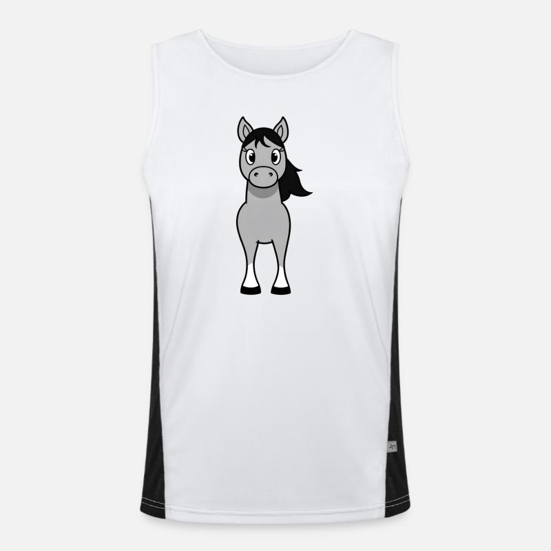 Gray bangs with black mane Men's Functional Contrast Tank Top 