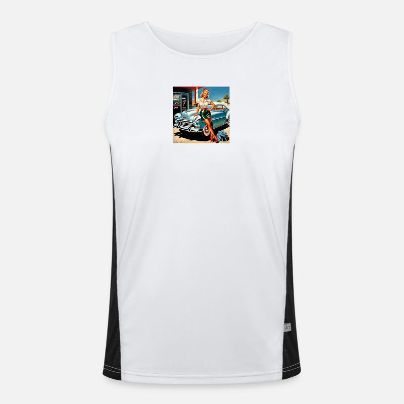 Retro Pinup am Oldtimer Funktionelles Kontrast-Tank Top für Männer 
