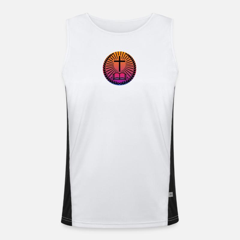 Cross and Bible Ray Emblem Men's Functional Contrast Tank Top 