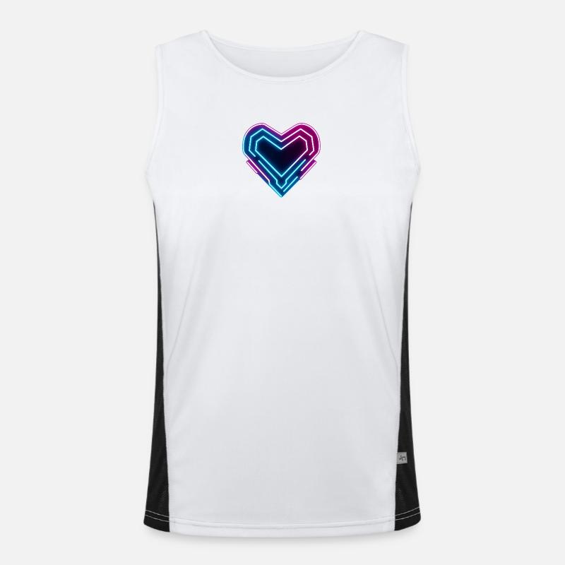 Futuristisches Neon-Herz | Cyber Heart Love Design Funktionelles Kontrast-Tank Top für Männer 