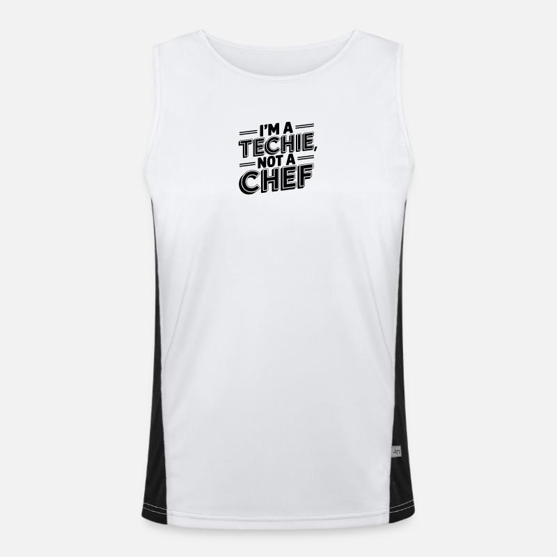 Techie, No Cook, Nerd, Geek, Technician, IT Technician Men's Functional Contrast Tank Top 