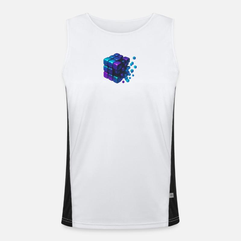 Digital Cube Explosion Funktionelles Kontrast-Tank Top für Männer 
