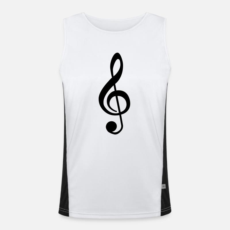 music clef - Men's Functional Contrast Tank Top  - white/black