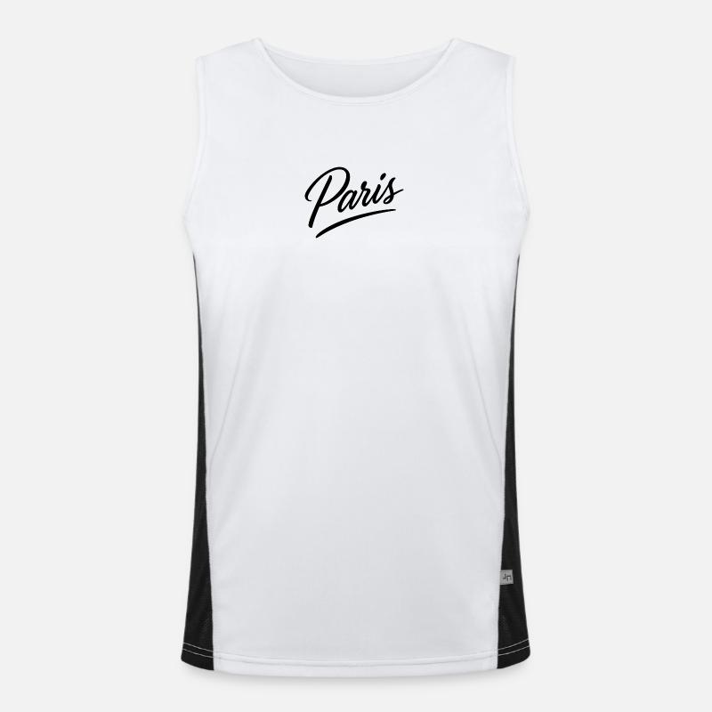Paris Script Lettering - Men's Functional Contrast Tank Top  - white/black