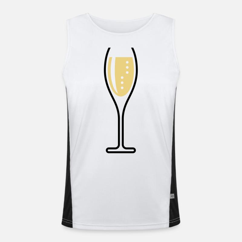 Glass Of Sparkling Wine (Oval / Open / 2C) Men's Functional Contrast Tank Top 