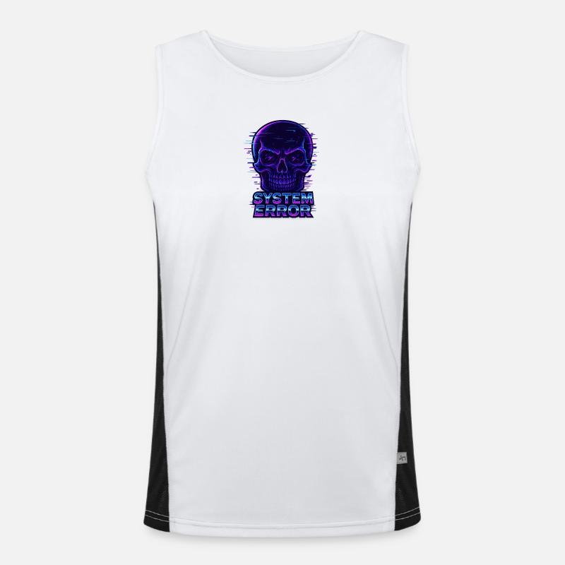 Neon Glitch Schädel mit Systemfehlertext Funktionelles Kontrast-Tank Top für Männer 