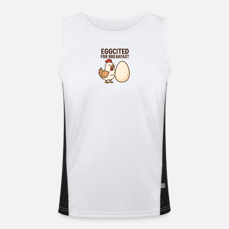 Eggcited for Breakfast Chicken Design - Men's Functional Contrast Tank Top  - white/black