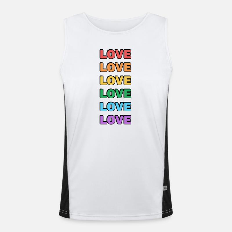 Regenbogen Liebe Wort Muster Funktionelles Kontrast-Tank Top für Männer 