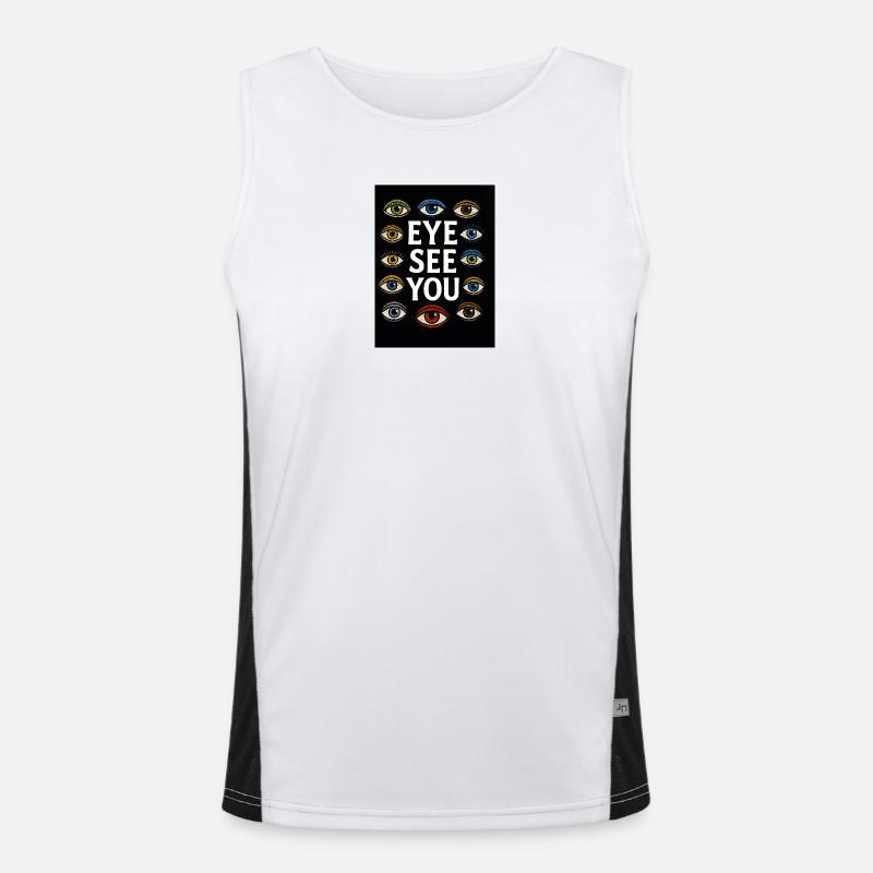 Eye Slaughter with Multicolored Eyes and Text Men's Functional Contrast Tank Top 