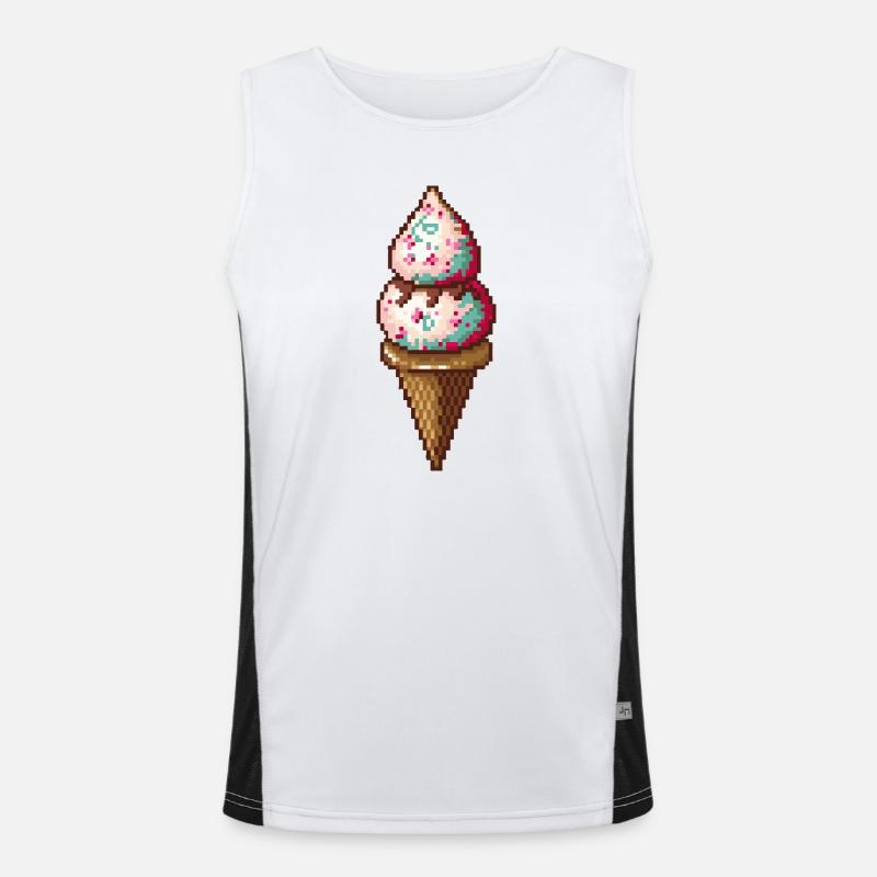 Pixel Eiscreme in Pixelkunst - Men's Functional Contrast Tank Top  - white/black
