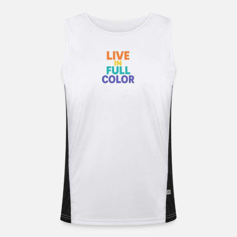 Live in Vollfarb-Typografie Funktionelles Kontrast-Tank Top für Männer 