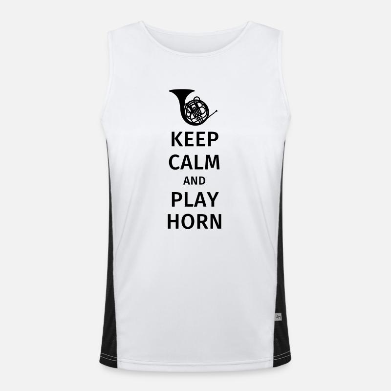 keep calm and play horn Funktionelles Kontrast-Tank Top für Männer 