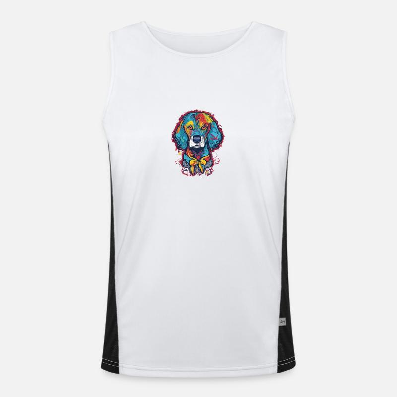 Bunter Hippie Hund desgin Funktionelles Kontrast-Tank Top für Männer 