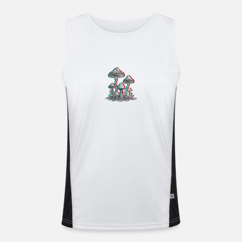 Magic Mushrooms Psychedelic 3D Glitch Anaglyph Men's Functional Contrast Tank Top 